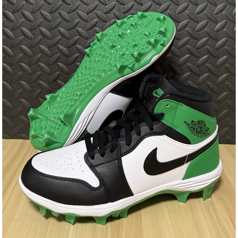Air Jordan 1 Mid TD "Lucky Green Pack" Football Cleats FJ6805-003 Mens Size 9